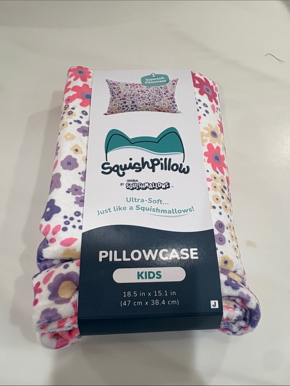 Squishmallows Kids Floral Pillowcase - Pink, Purple & Yellow